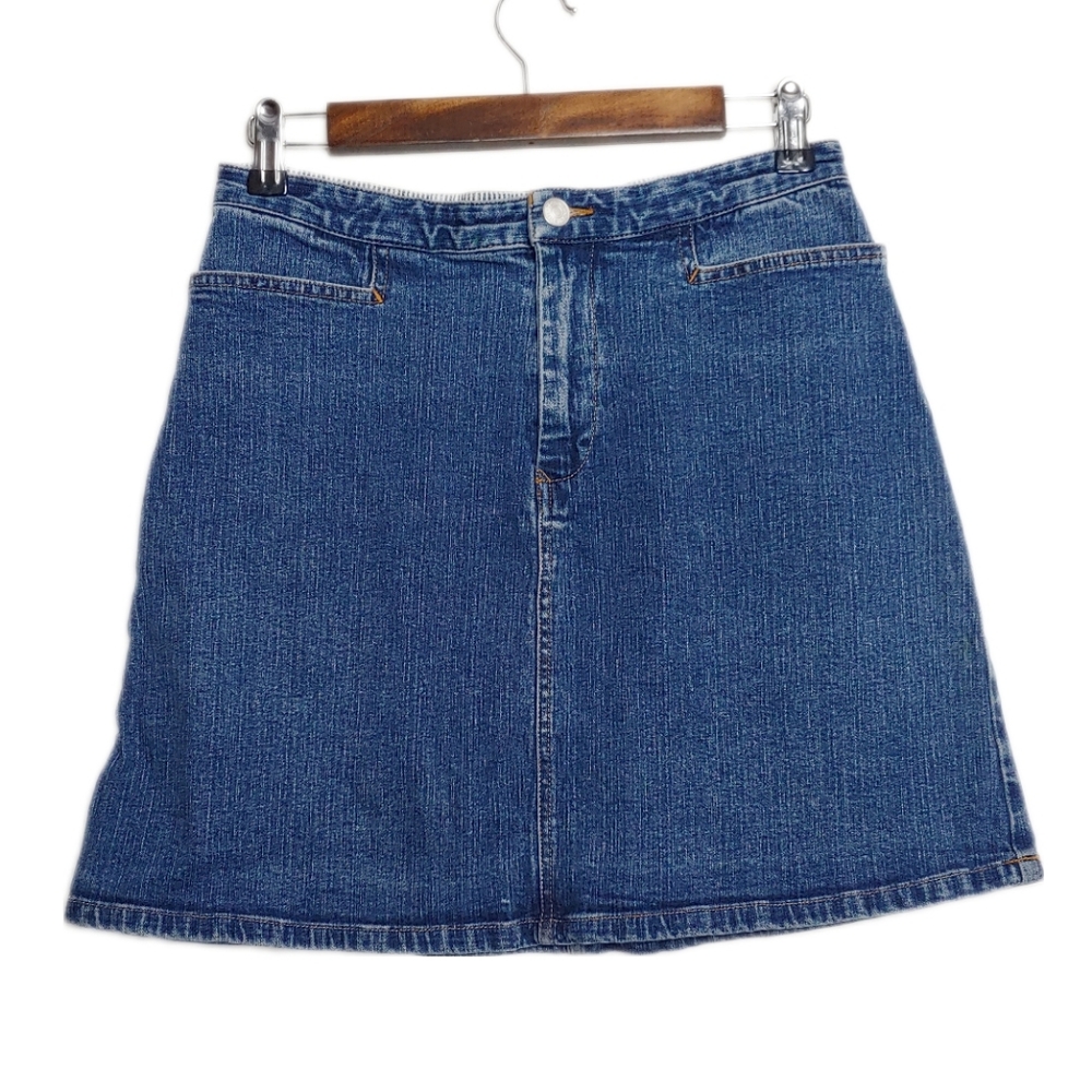 Tommy Hilfiger Women's Medium Wash Blue Jean A Line Mini Skirt Size Small - Picture 1 of 15
